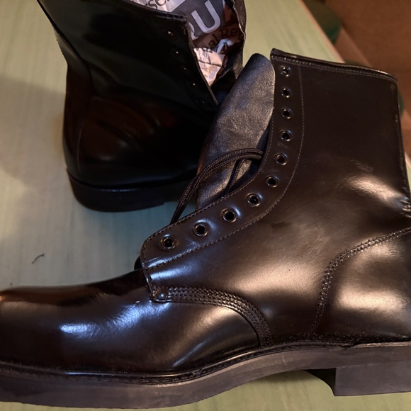NEW Vintage Mens Lehigh Black Leather Steel Toe Combat Boots  Size 9 C